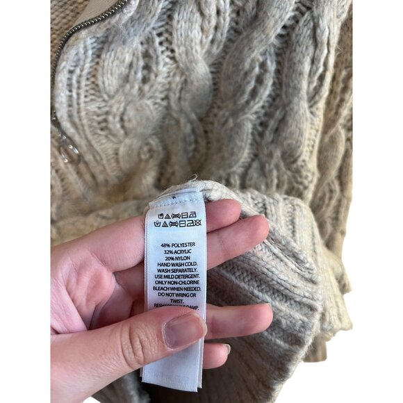 Sincerely Jules Cream, Tan Sweater Cable Knit Women's Size M Quarter Zip - Picture 3 of 4